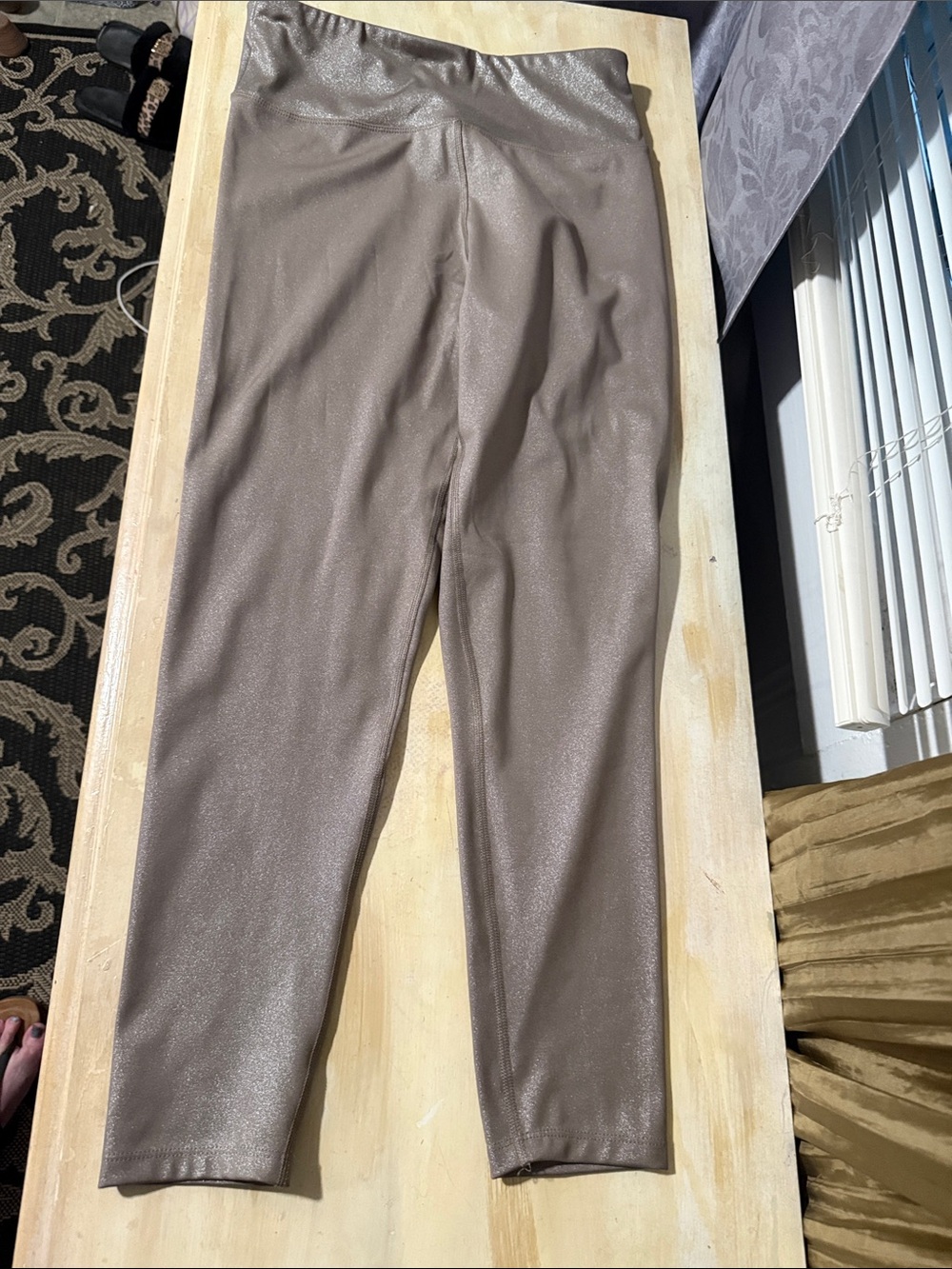 Taupe Metallic Women's Leggings- L